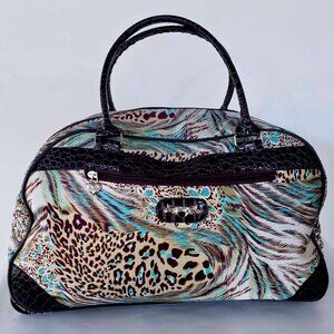 Kathy Van Zeeland Jaguar & Peacock Rolling Duffle Bag